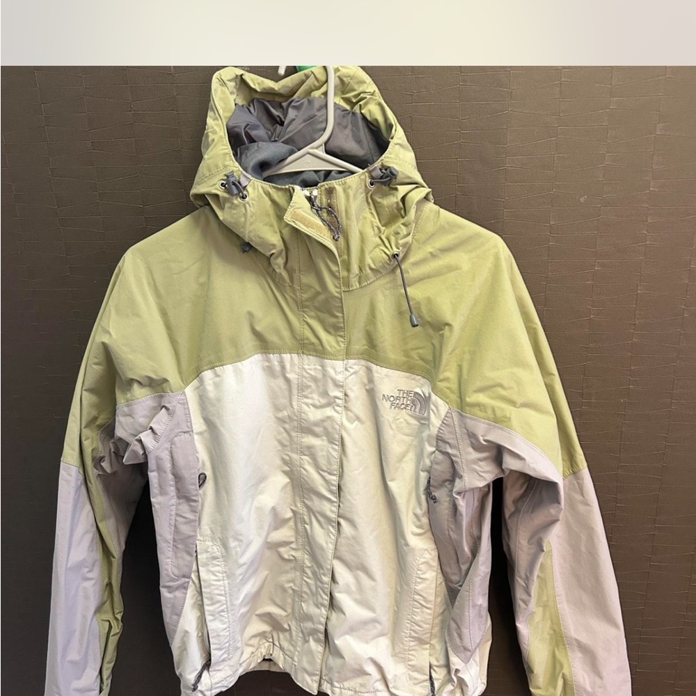 The North Face Light Green and Cream Hooded Jacket